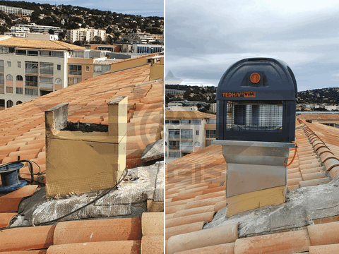 installation tourelle extraction sur toiture immeuble